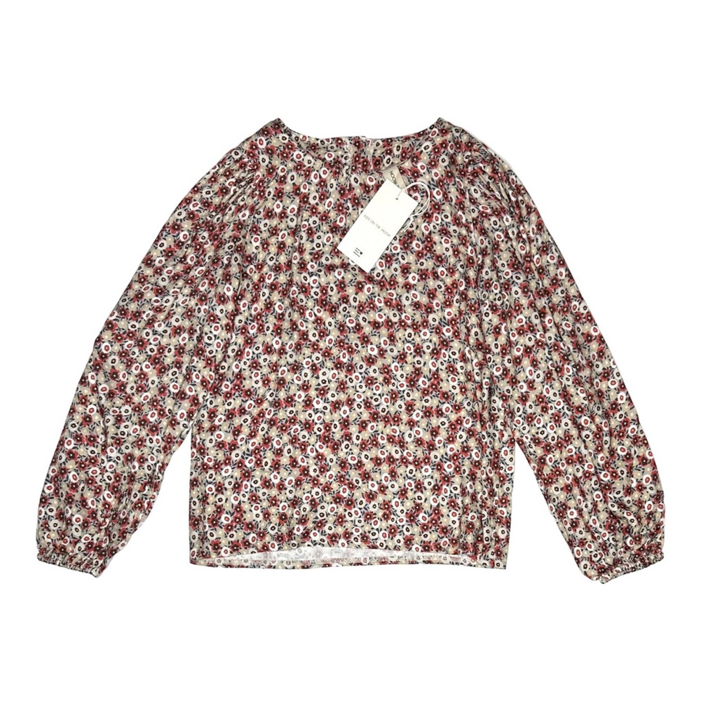 Brown Tan Puff Sleeve Blouse with Relaxed Fit